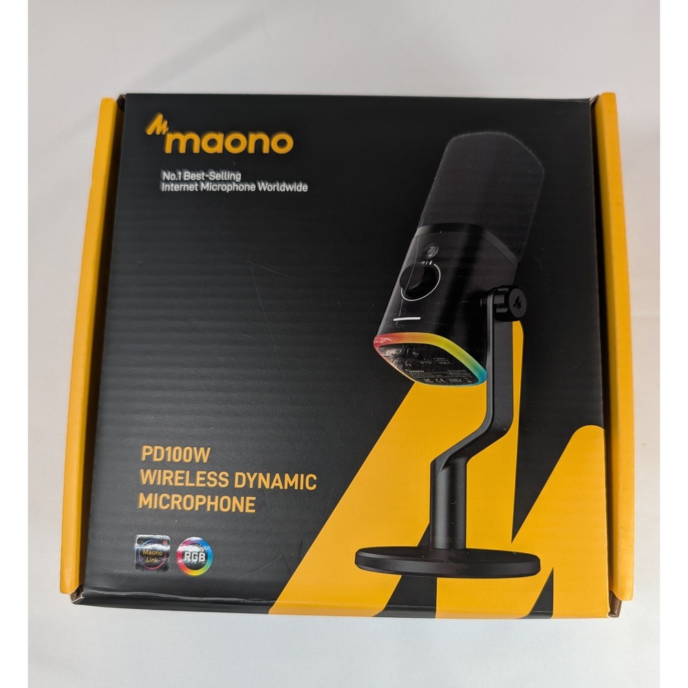 Maono PD100W Wireless Dynamic Microphone RGB Black Gaming Streaming PC Mobile